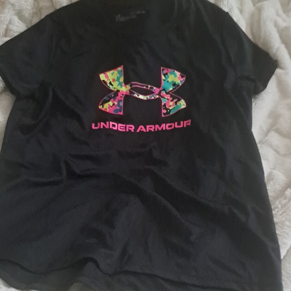 Under Armour Black Tee with Multicolor Logo